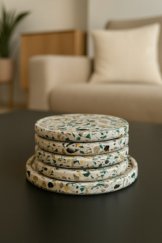 Handcrafted Terrazzo Coaster Set – Modern Speckled Design (Set of 4)
