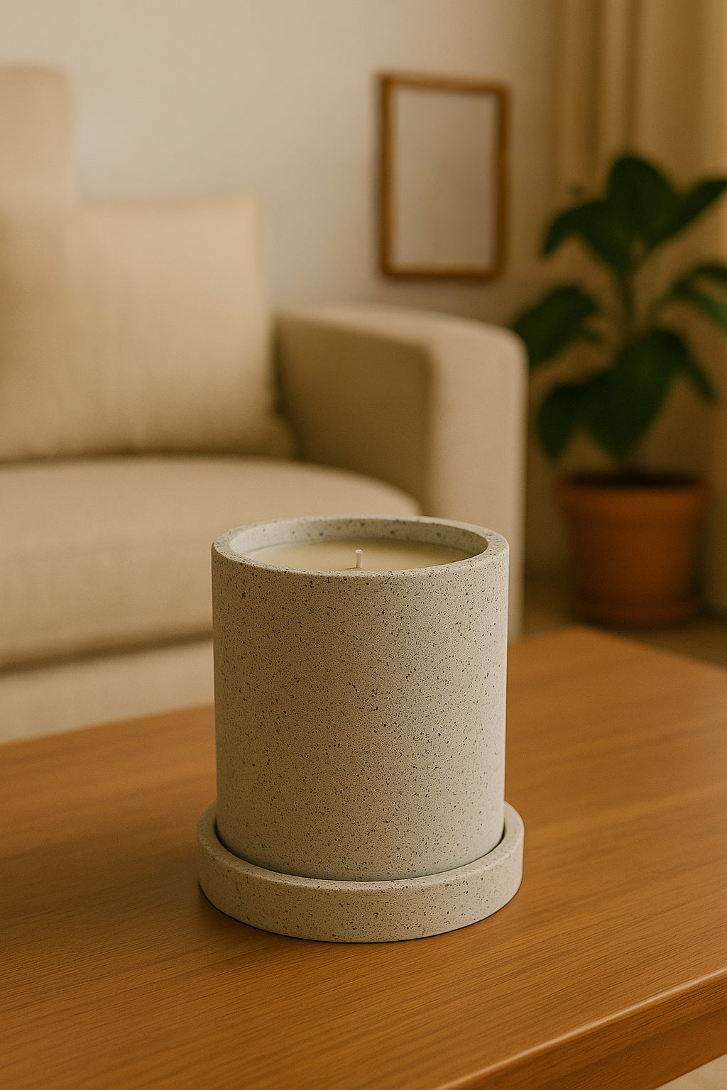 Granite Style Jesmonite Candle Pot – Hand-poured Soy Candle