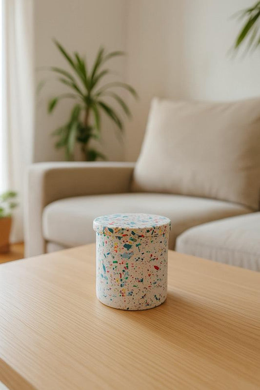 Handmade Terrazzo Soy Candle – Colorful Speckled Jar