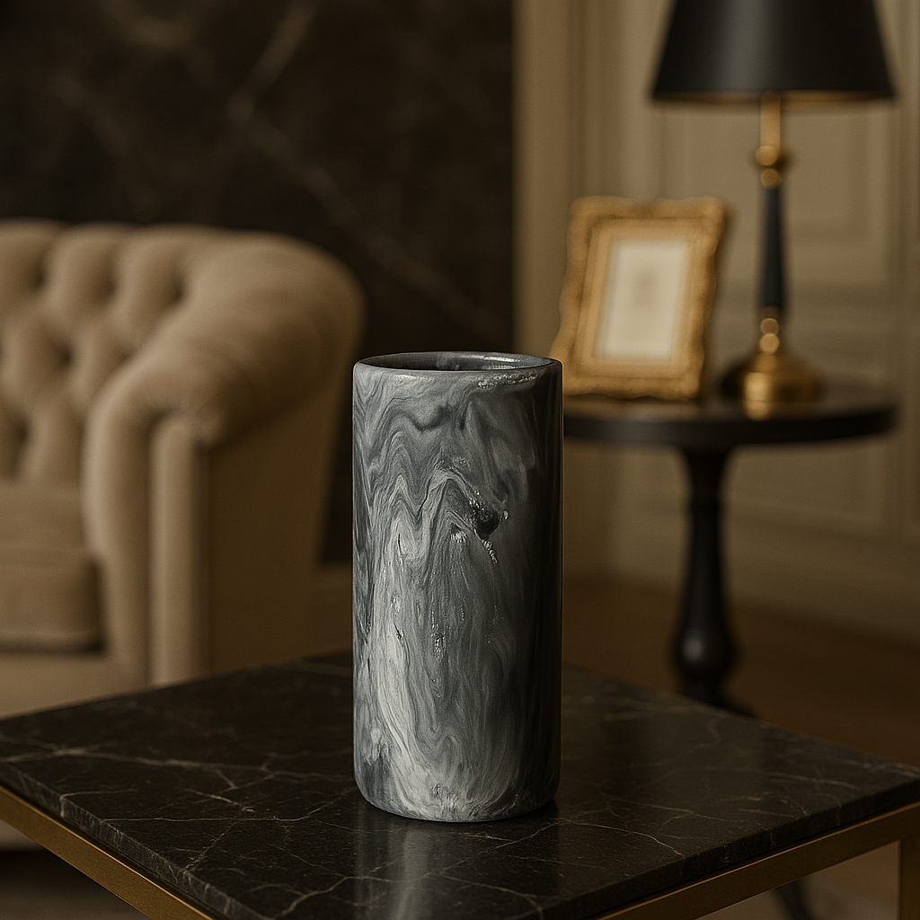 Marble Effect Jesmonite Vase – Luxury Black & White Finish