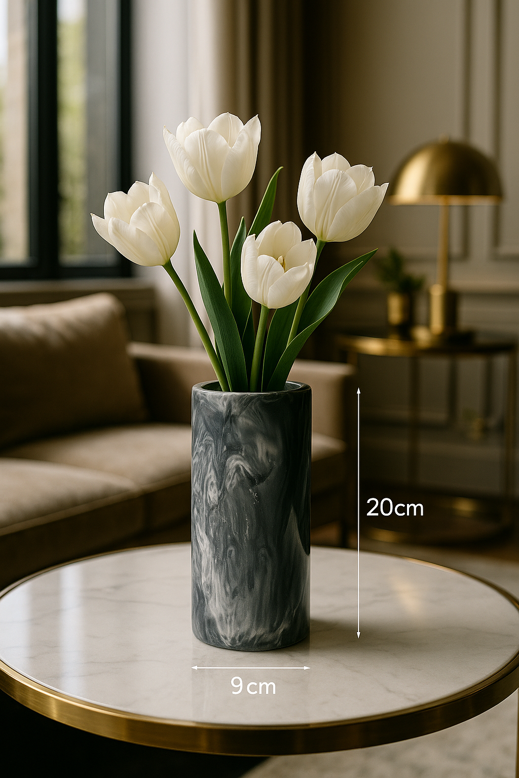 Marble Effect Jesmonite Vase – Luxury Black & White Finish