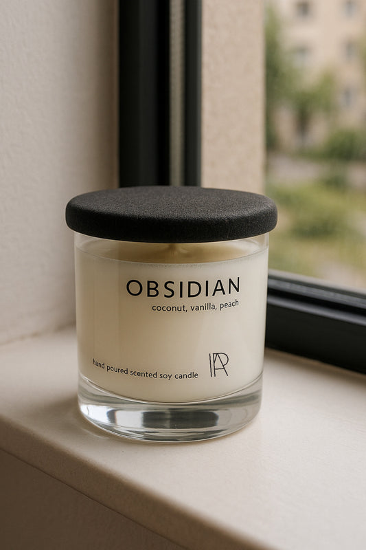 Obsidian — Coconut, Vanilla & Peach Soy Candle | 220g