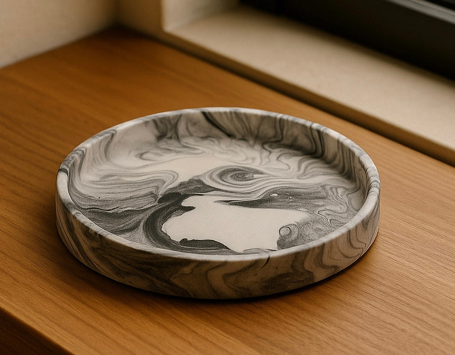 Marbled Jesmonite Round Tray
