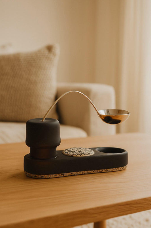 Wax Burner - Matte Base with Terrazzo Accent